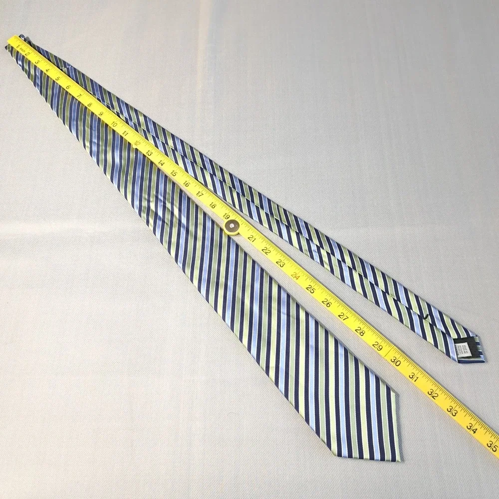 Geoffrey Beene Extra Long Men's Tie Blue/Green‎ Stripes 100% Silk Made In China